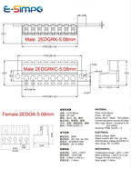 10Pairs Female Male Aerial Butt Weld with PCB Lock 2EDG15EDGRKC-5.08mm 2P-24P Plugin Screw Wire Cable Terminal Block Connector