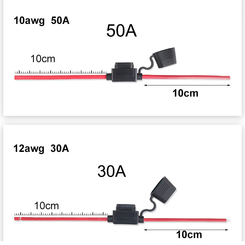 Waterproof Mini Small Medium Auto Fuse Holder 16/14/12/10AWG Car Blade Fuse wire cable 10A 20A 30A 50A fuse Power Socket