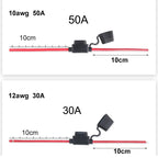 Waterproof Mini Small Medium Auto Fuse Holder 16/14/12/10AWG Car Blade Fuse wire cable 10A 20A 30A 50A fuse Power Socket