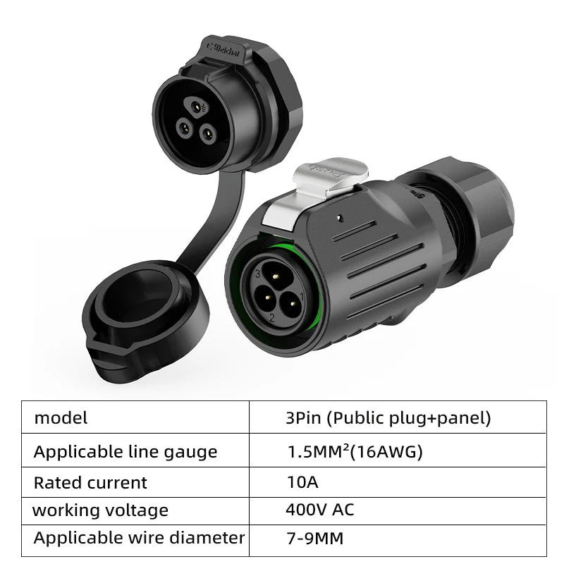 IP68 Power Waterproof Connector Panel Installation, Aviation Plug Socket Cable, Male and Female Heads, No Welding Required