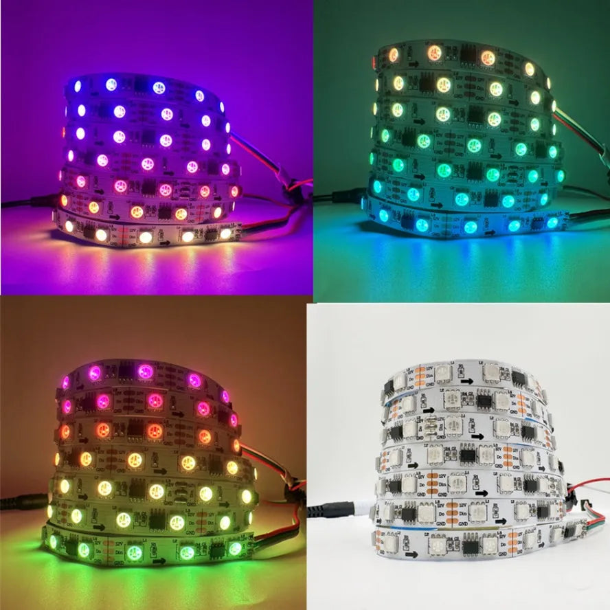 WS2811 SM16703 5050 RGBIC Led Lights DC12V 24V RGB Led Strip Light IP65 IP68 Waterproof Smart Pixels Magic Light Black White PCB