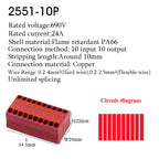 Electrical Cable Wire Connectors Push-in Terminal Block Universal Compact Wiring Multiple In Out Spliceable Mount On Din Rail