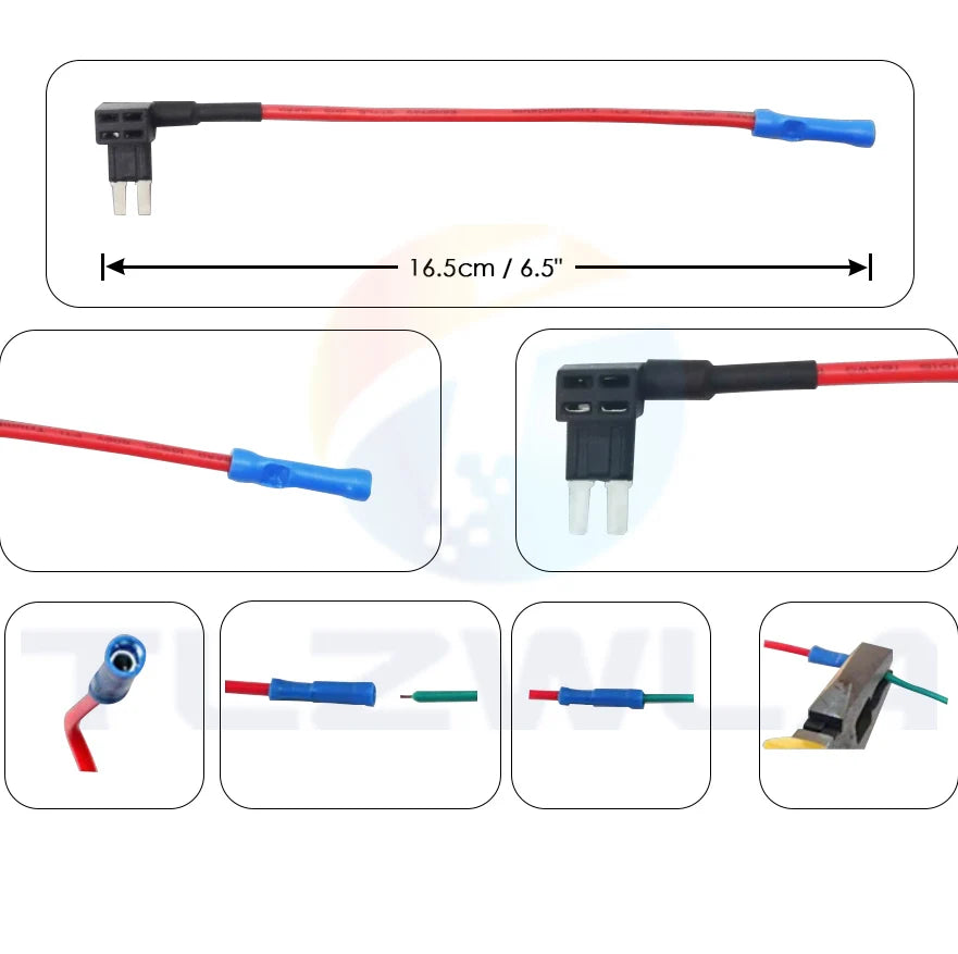 12V Fuse Holder Add-a-circuit TAP Adapter Micro Mini Standard Ford ATM APM Blade Auto Fuse with 10A Blade Car Fuse with holder