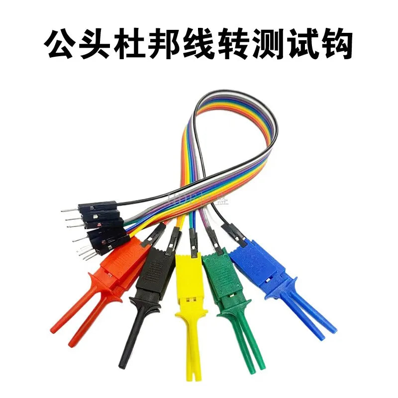 10Pcs Test Hook Clips with 20/30cm Male Header Jumper Wires & SOIC IC Grabber, Test Hook Clips to Dupont Wire for Power Supply