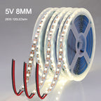 3MM 5MM 8MM Width DC 5V LED Strip 2835 120LEDs/m 1 LED Per Cut Flexible Tape IP20 Not Waterproof Warm Natural Cool White 1M-5M