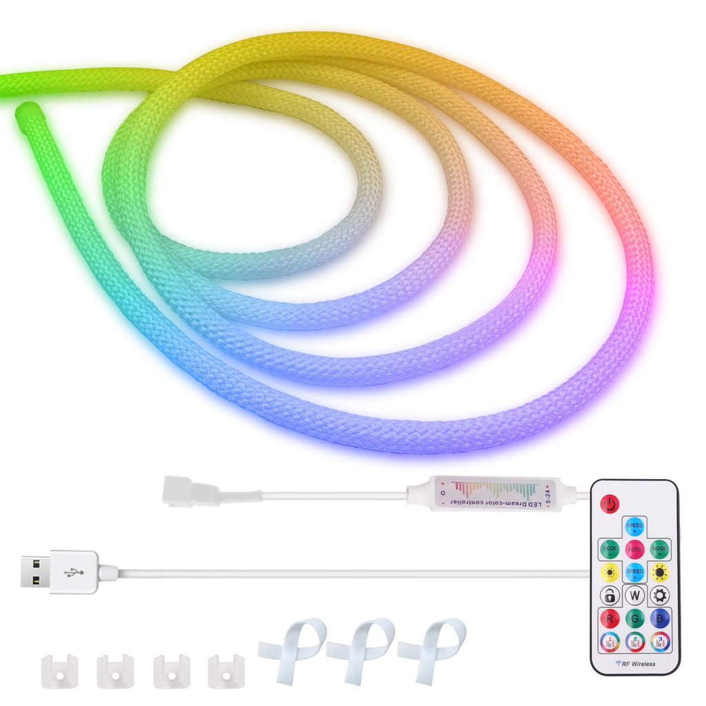 USB WS2812B WS2811 Round Reticulate Neon LED Strip DC 5V 360 Degree Addressable Bluetooth RGBIC Flexible Silicone Tape IP67 Rope