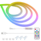 USB WS2812B WS2811 Round Reticulate Neon LED Strip DC 5V 360 Degree Addressable Bluetooth RGBIC Flexible Silicone Tape IP67 Rope