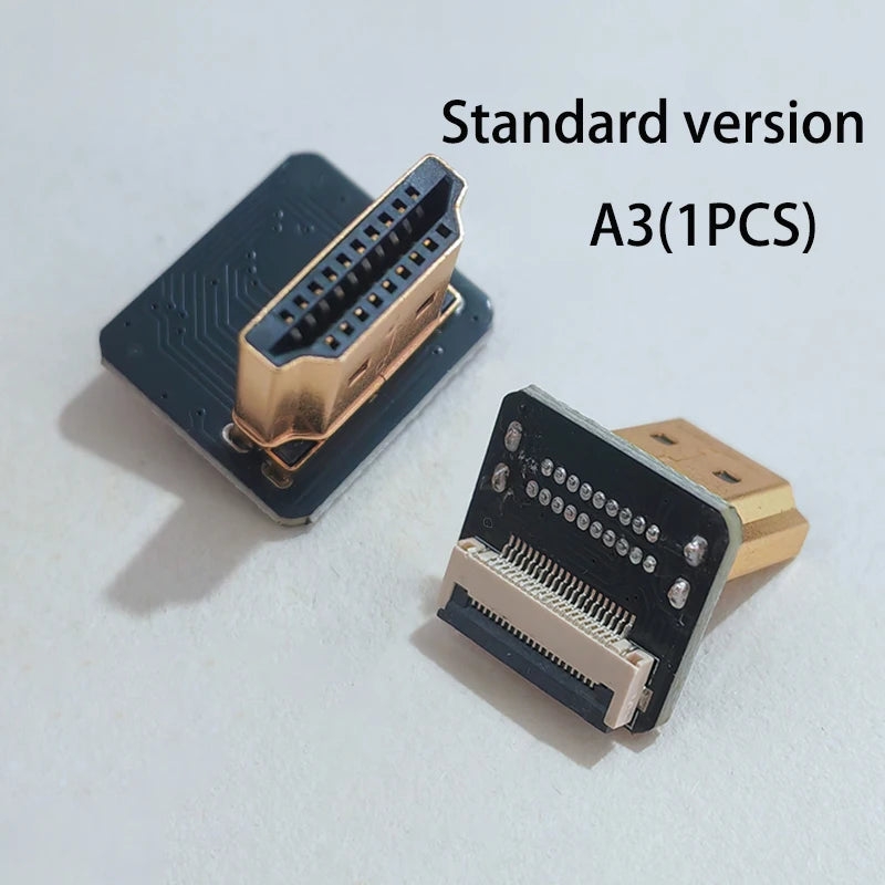 1PCS Ribbon FPV HDMI-Compatible Connector Flexible Flat Cable Raspberry Pi 4 Micro HDMI to HDMI/Mini HDMI Female 90 Degree FFC