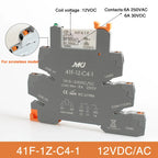 Din Rail Slim Relay Module 41F-1Z-C4-1 Integrated PCB Mount Power Relay With Relay Holder  Relay Socket 6.2mm