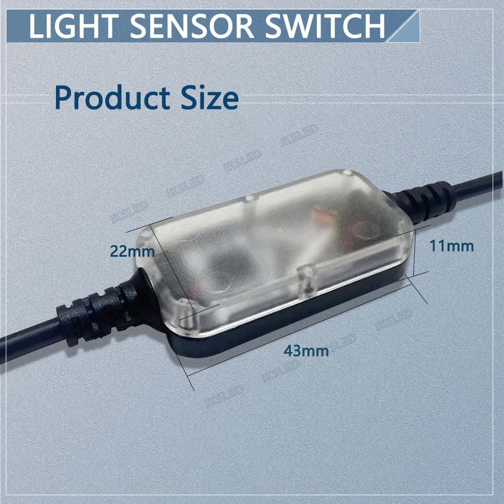 Light Sensor Switch Auto on Off Photocell Street Light Switch 5A Photo Control Photoswitch Sensor with Remote Control 3.7V-24VDC