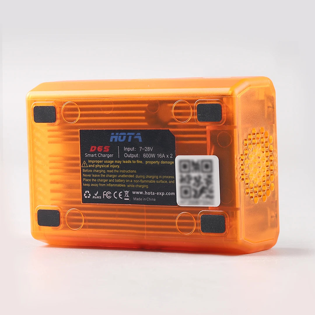 HOTA D6S RC Lipo Battery Charger Magnetic Suction Dual Channel Smart Balance 600W High Power 1-6S Smart Balance Charger