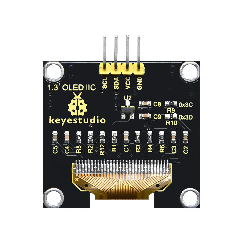 Keyestudio 0.96/1.3-inch OLED Module LCD Display 128x64 With IIC Ports 12C Serial LCD Panel With Baseboard For Arduino