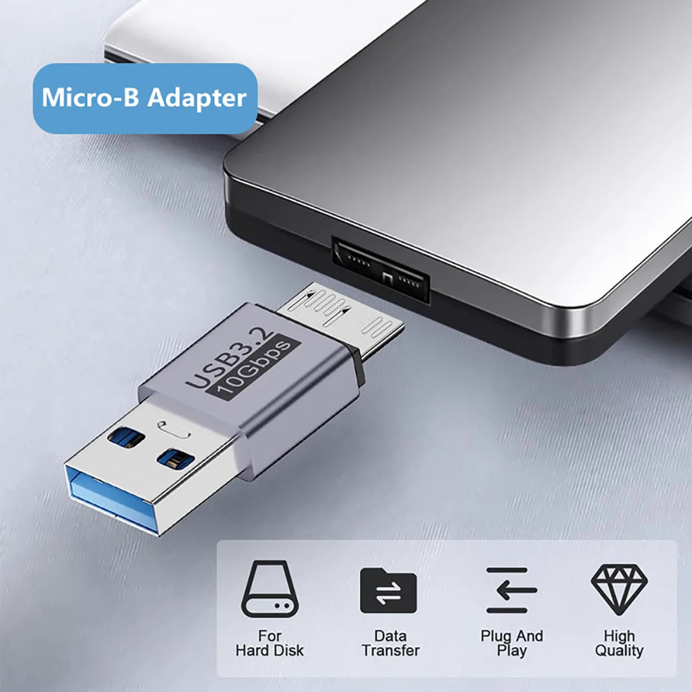 USB C 3.0 Micro B Male to Type C Female Adapter Type-C To Micro B Connector for Laptop External Hard Drive Disk Box Samsung S5