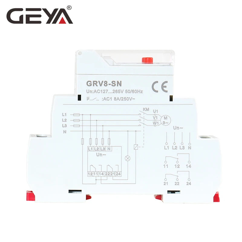 GEYA GRV8-S 3 Phase Digital Display Voltage Relay 8A 2SPDT Monitoring Phase Relay Auto Reset LCD Relay