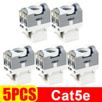 5/3/1PCS RJ45 Cat6 Keystone Jack Module Connector No Punch Down Tool Required Module Coupler Network Cat5e Cat6A Adapters
