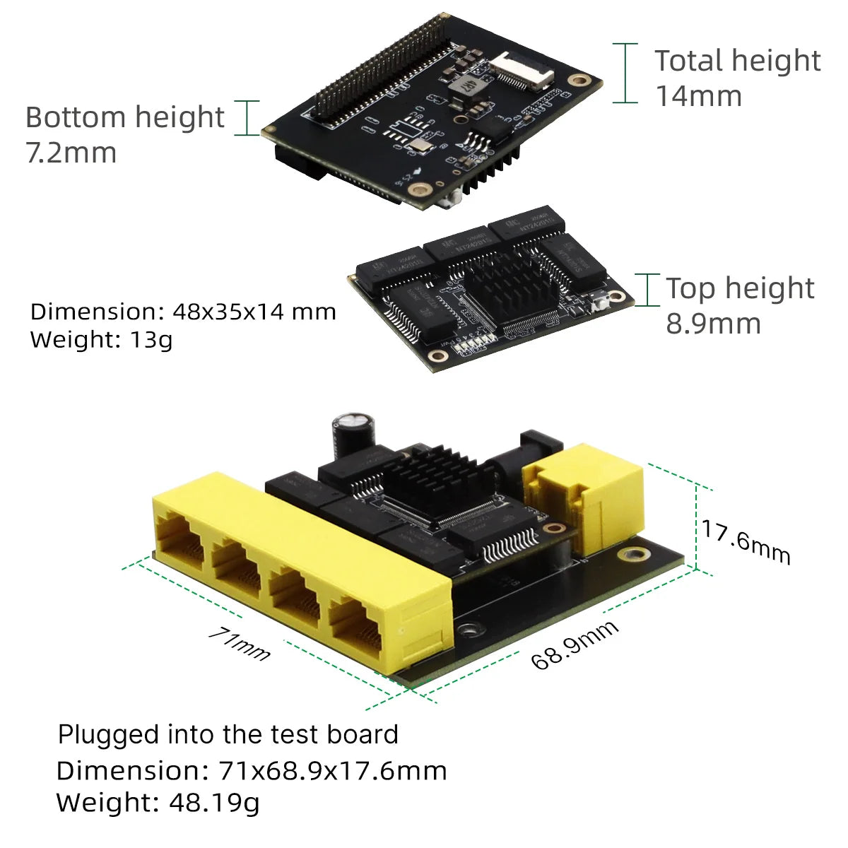 YINUO-LINK_YN-SG10501_5-Port Gigabit Smart Managed Industrial Switch Module 1.27mm Pin Header With VLAN TAG Support -40~85℃