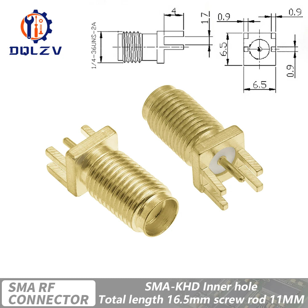 SMA Male Female Straight Connector 90 Degree Solder Edge PCB Straight Right angle Mount RF Copper Plug Socket