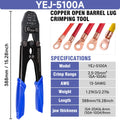 Heavy Duty Battery Lug Crimper YEJ-5100A for 5A-100A(AWG 13-3) OT Open Barrel Terminals, Automotive Wire Crimp Pliers