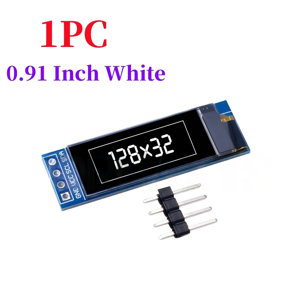 XZG 1-20PCS 0.91 Inch 128x32 IIC I2C  White /Blue OLED LCD Display DIY Module SSD1306 Driver IC DC 3.3V 5V for arduino
