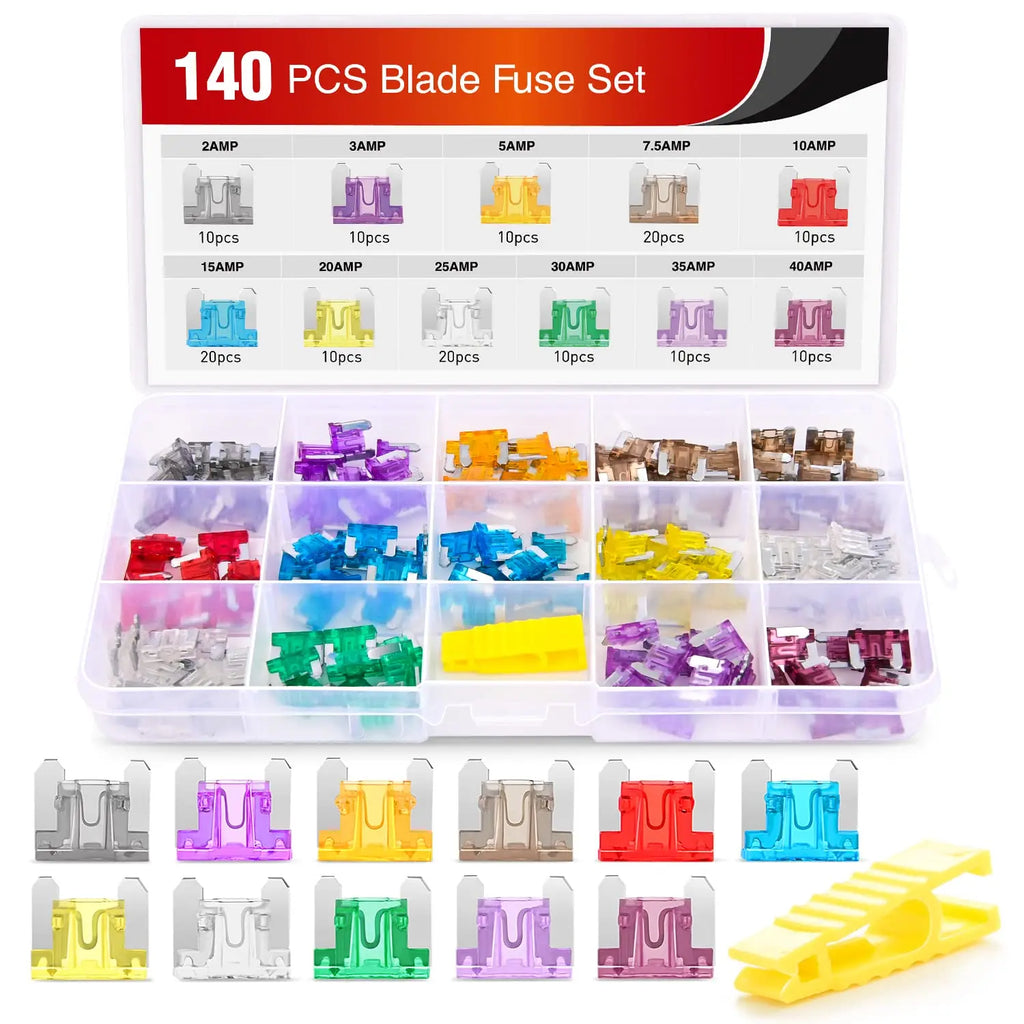 Nilight 140pcs Low Profile Mini Blade Fuse Assortment, 2A 3A 5A 7.5A 10A 15A 20A 25A 30A 35A 40A Mini Blade Fuses for Car Boat Truck SUV Automotive
