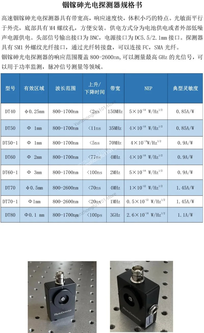 InGaAs Biased Photodiode 800‑2700nm 2μm SWIR Infrared Photodetector High Sensitivity Optical Sensor