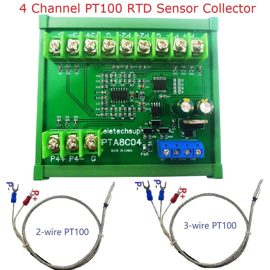 4ch 500 Celsius PT100 Thermocouple RTD Temperature Sensor RS485 Temperature Sensor Module Modbus RTU Board Paperless Recorder