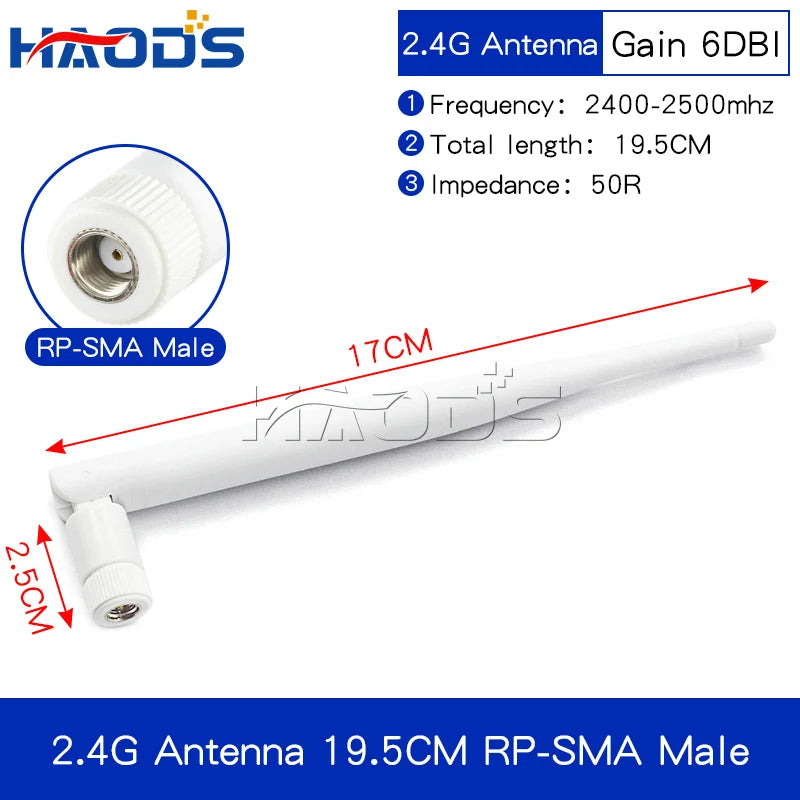2PCS 2.4G Antenna Fold Glue Stick 3DBI WLAN Router Antenna Wifi Module Signal Enhancement 2400-2500mhz SMA Male Connector 6DBI
