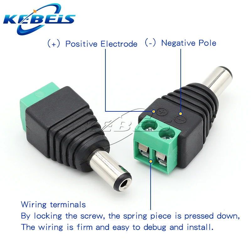 2/5/10PCS DC 12V Male Female BNC Connectors 5.5*2.1mm/2.5mm Welding-Free Power DC Plug Adapter Jack Sockets For LED CCTV Camera