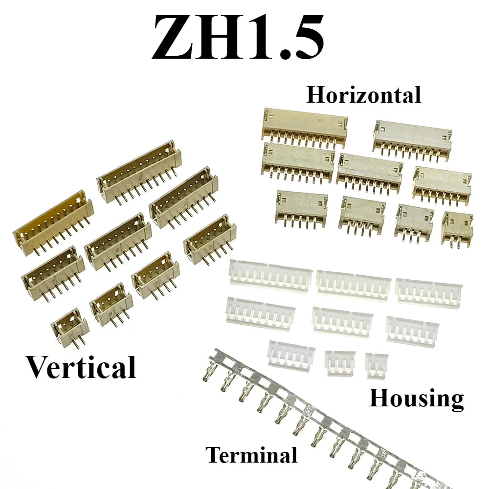 10sets Sh1.0 Jst1.25 Ph2.0 Xh2.54 Sh/jst/zh/ph/xh Horizontal / Vertical Smd Pin Header + Housing + Terminal Set 2.54mm