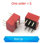5PCS Dial Switches Toggle Side Dial Flat Dial Coding Patch 2P 4 5 6 8 9 10 Bit 2.54mm Red Blue Black