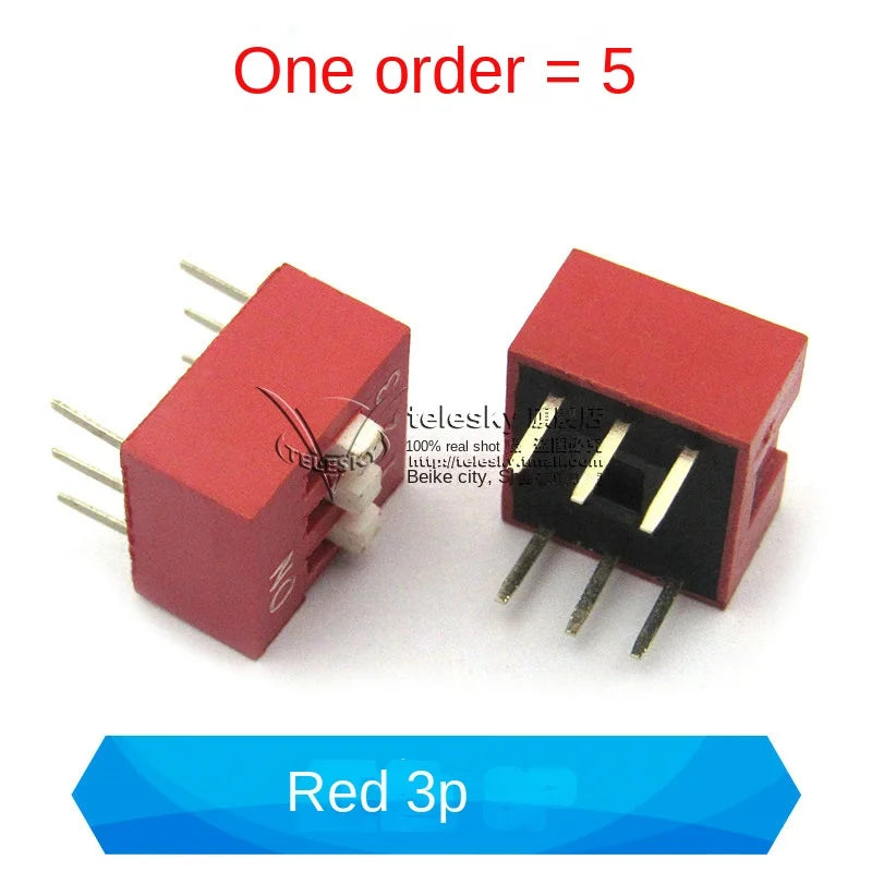 5PCS Dial Switches Toggle Side Dial Flat Dial Coding Patch 2P 4 5 6 8 9 10 Bit 2.54mm Red Blue Black