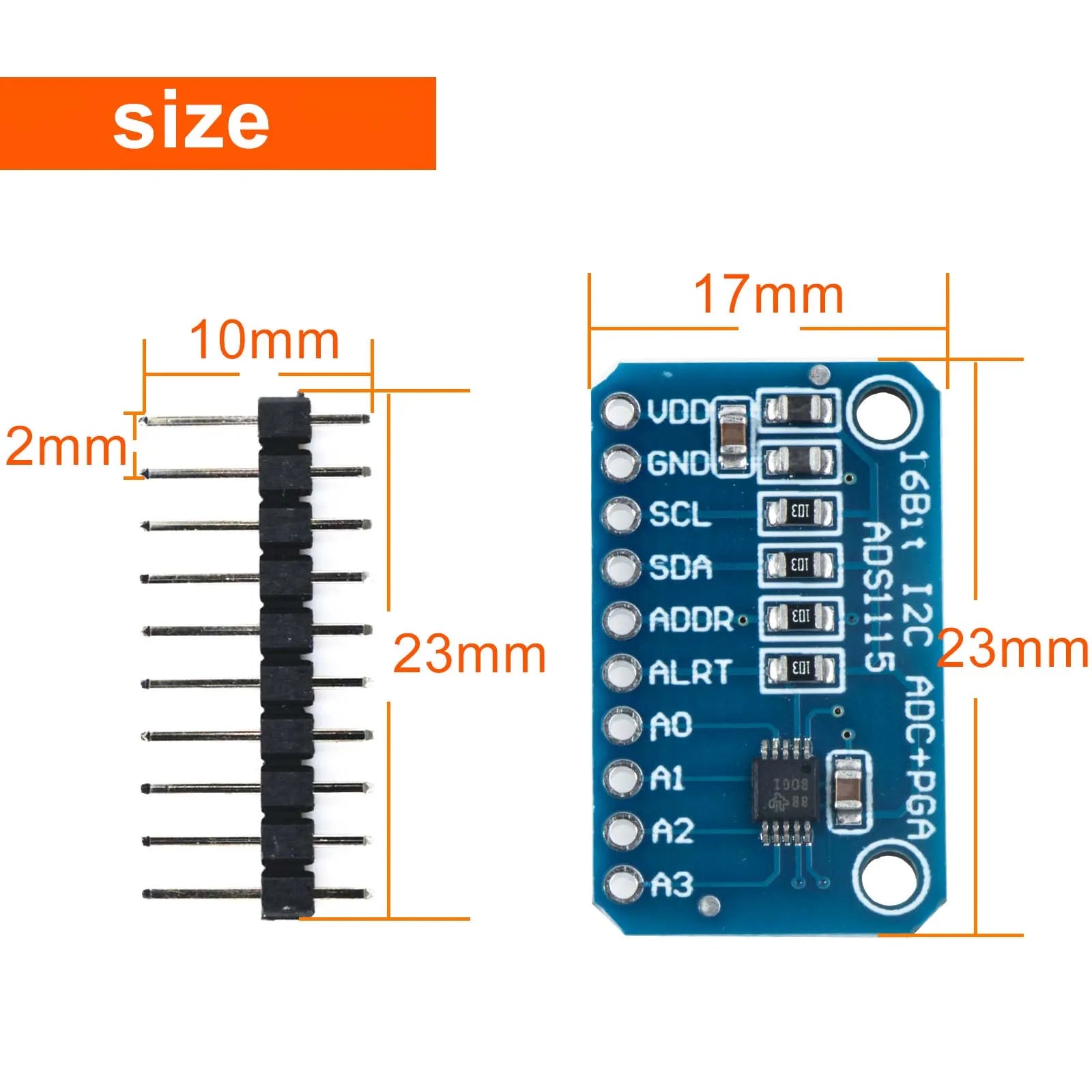 16 Bit ADS1115 Module I2C ADC 4 Channel With Pro Gain Amplifier