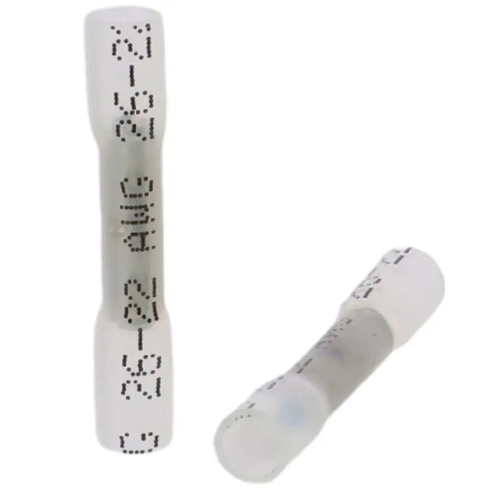 100Pcs 26-24 AWG Heat Shrink Butt Connectors Marine Grade Clear Waterproof Butt Splice Insulated Crimp Terminals Kit Marine