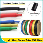 1/2/5M 4:1 Shrinking Ratio With Glue Heat Shrink Tube 4 ~ 52mm Polyolefin Adhesive Wire Cable Sleeving Dual Wall Thicken Tubing