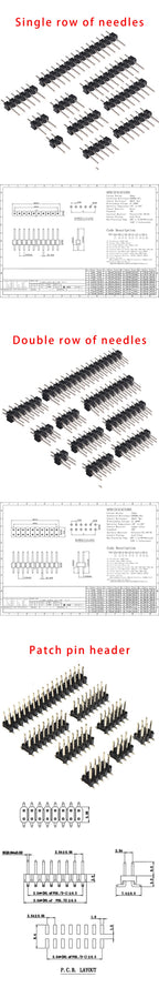 2.54mm double row male PCB board pin header connector pin header 2/3/4/5/6/8/10/12/20/40Pin suitable for Arduino