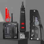 AMPCOM RJ45 Crimper Lan Tester Tool Set Ethernet Cable Stripper Punch Down Tool rj 45 rj11 Connectors 12 in 1 Cabling Repair Set