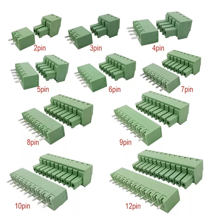 20pcs/20pairs 15EDG 2EDGK-3.81mm Female Straight  RA Male Wafer 300V8A 2P-24P PCB Phoenix Plug-in Wire Terminal Block Connector