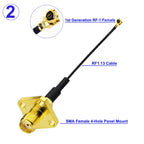 1Pcs 4-Hole Panel Mount SMA Female Flange to IPX RF-1 Connector RF1.13/RF1.37/RG178 WIFI Antenna Pigtail Extension Jumper Cord