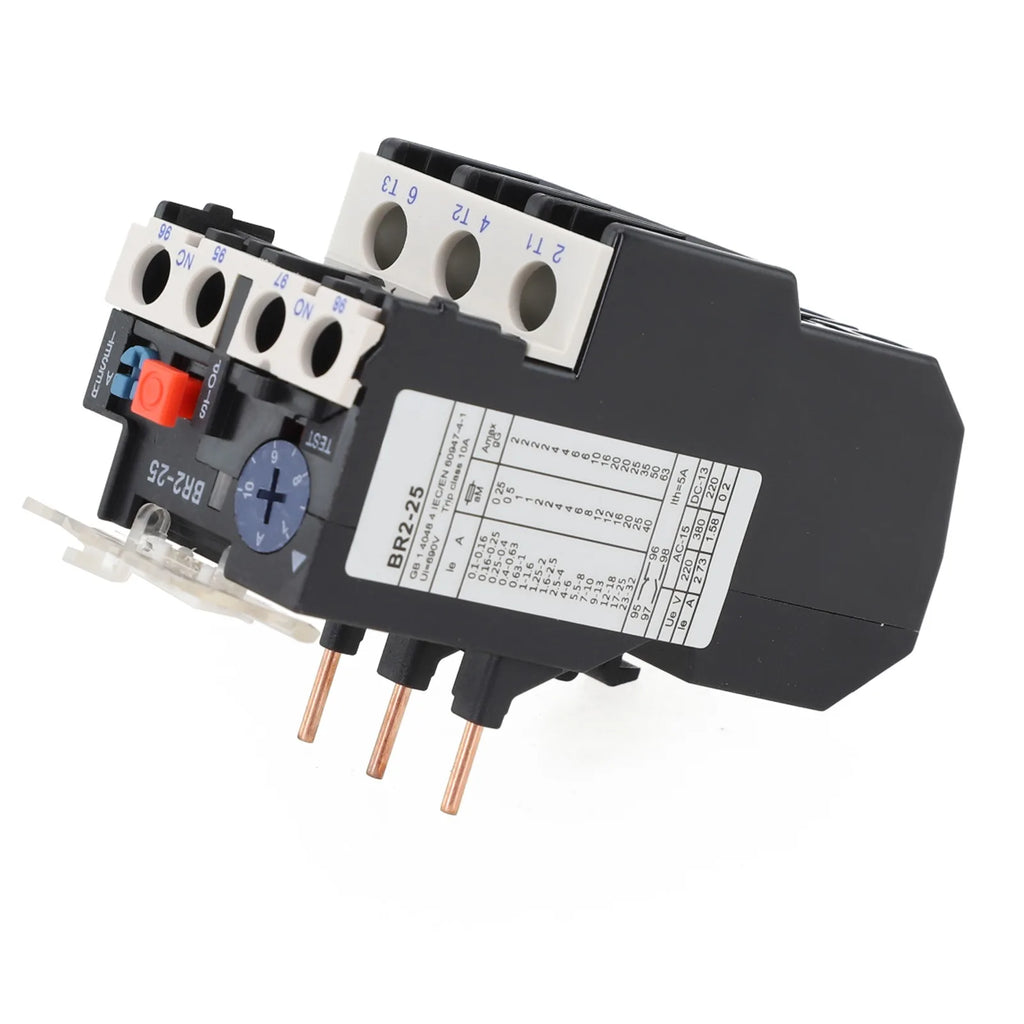 Thermal Overload Motor Relay 3 Phase AC 50Hz/60Hz FR NR2-25 IP20 Plug-in With Indicator Light For CJX2 Series Contactors