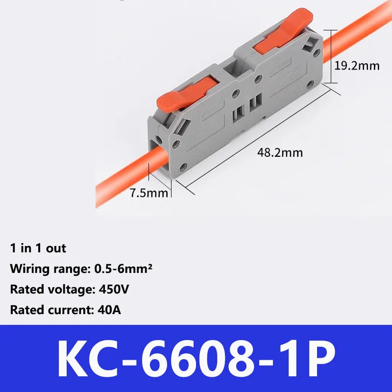Fast Wire Connectors Universal Compact Terminal Block 6mm2 DIN Rail type Terminal 2 3 4 5 Pin Push-In Terminal Block With Lever