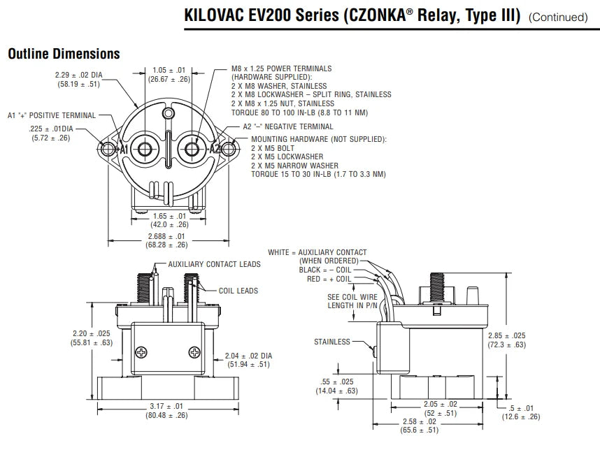 NEW Original authentic EV200HAANA 1-1618002-8 12-24V 500A New energy electric vehicle contactor high voltage DC Relay