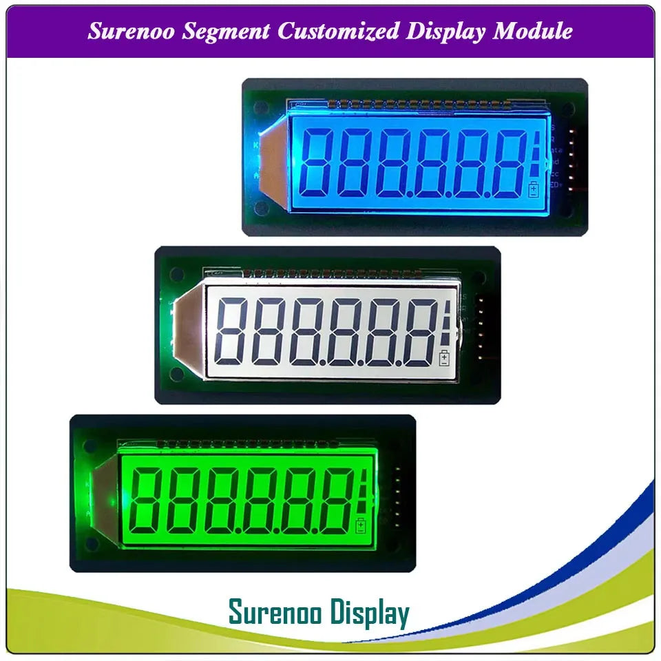 Surenoo 6-Digit "8 8 8.8.8.8" 7 Segment Digital 5V  LCD Module Display Screen Panel build-in HT1621 Controller w/ Backlight