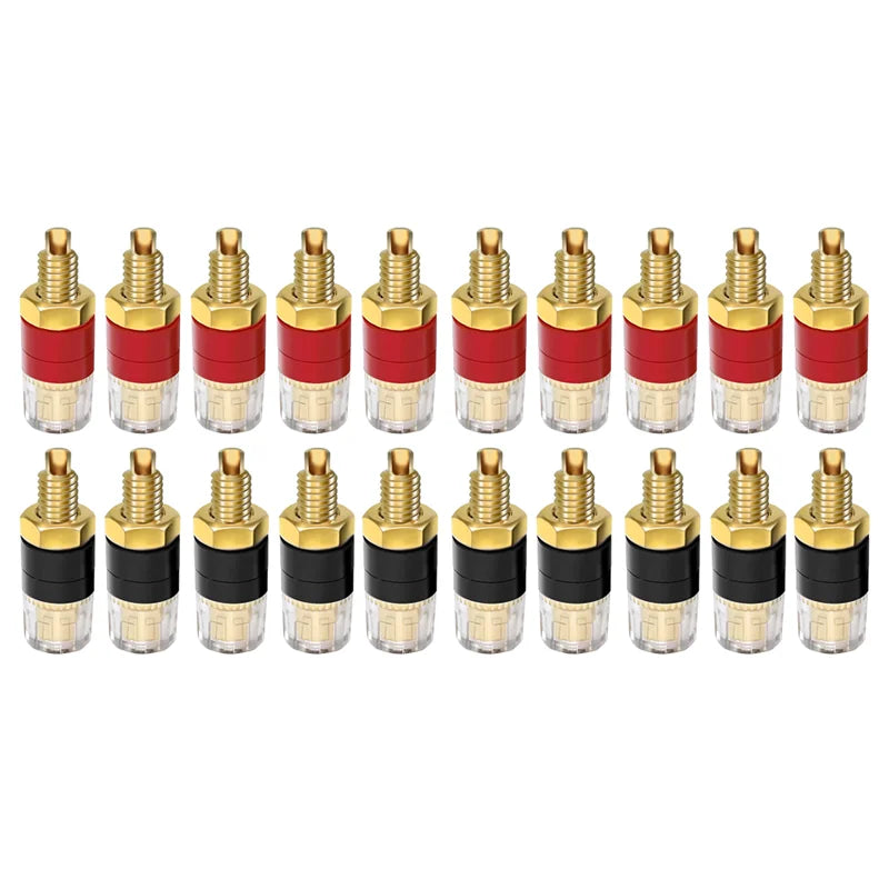 4Pcs 4mm Gold Plated HIFI Speaker Amplifier Binding Posts Brass Terminal Connector With Transparent Shell Banana Plug Socket