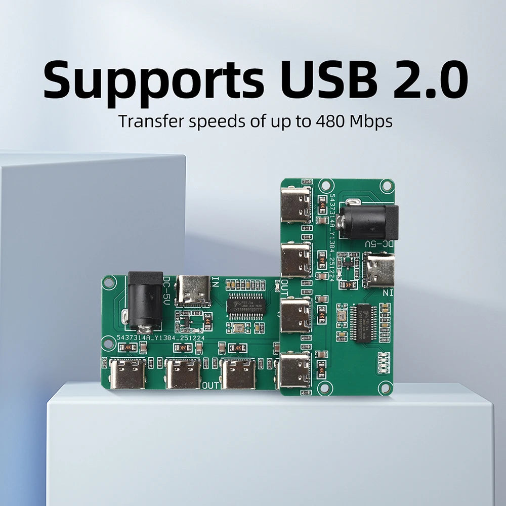 USB2.0 Hub Module DC5V Type C 1 To 4 Port Splitter Board DIY Electronic Circuit Expansion Adapter