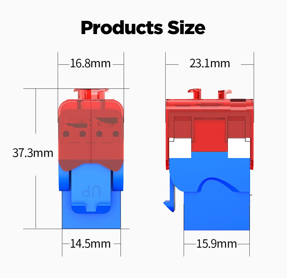 AMPCOM CAT6A CAT6 Tool Less Keystone Jack,  RJ45 UTP Keystone Module Adapter No Punch-Down Tool Couplers Modular Connector