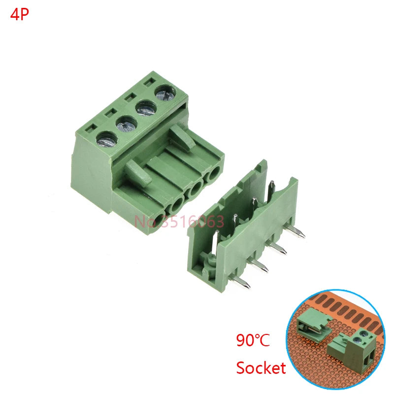 10Sets 2edg 2/3/4/5/6/7/8/9 Pin Screw Terminal Block Connector 5.08mm Pitch Plug + Straight Pin Header Socket For Pcb 2p 3p 4p