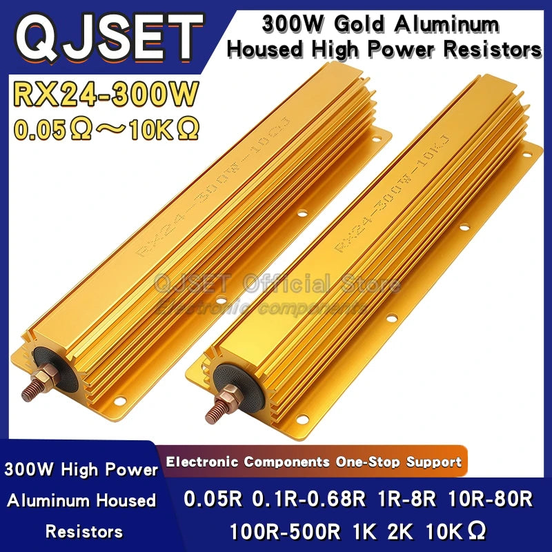 1Pcs 300W RXG24 High Power Gold Aluminum Housed Resistor/Current Limiting Precharge Decoder Resistor 0.1 3 4 5 20 10 Ohm 10K Ohm