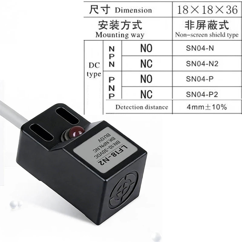 Proximity Switch SN04-N Metal Detection Sensor for Metal Inspection SN04-N2 SN04-P SN04-P2 SN04-D1 D2 Y1 Y2 NPN PNP NC NO