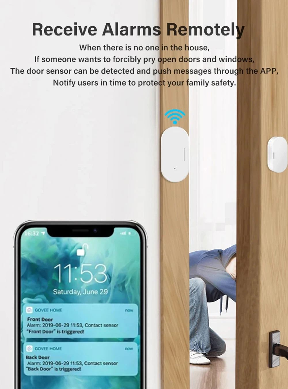 Tuya Zigbee 3.0 Smart Door Sensor Magnetic Window Entry Security Alarm for Z2M Smart Life Alexa Google Home for Home Security