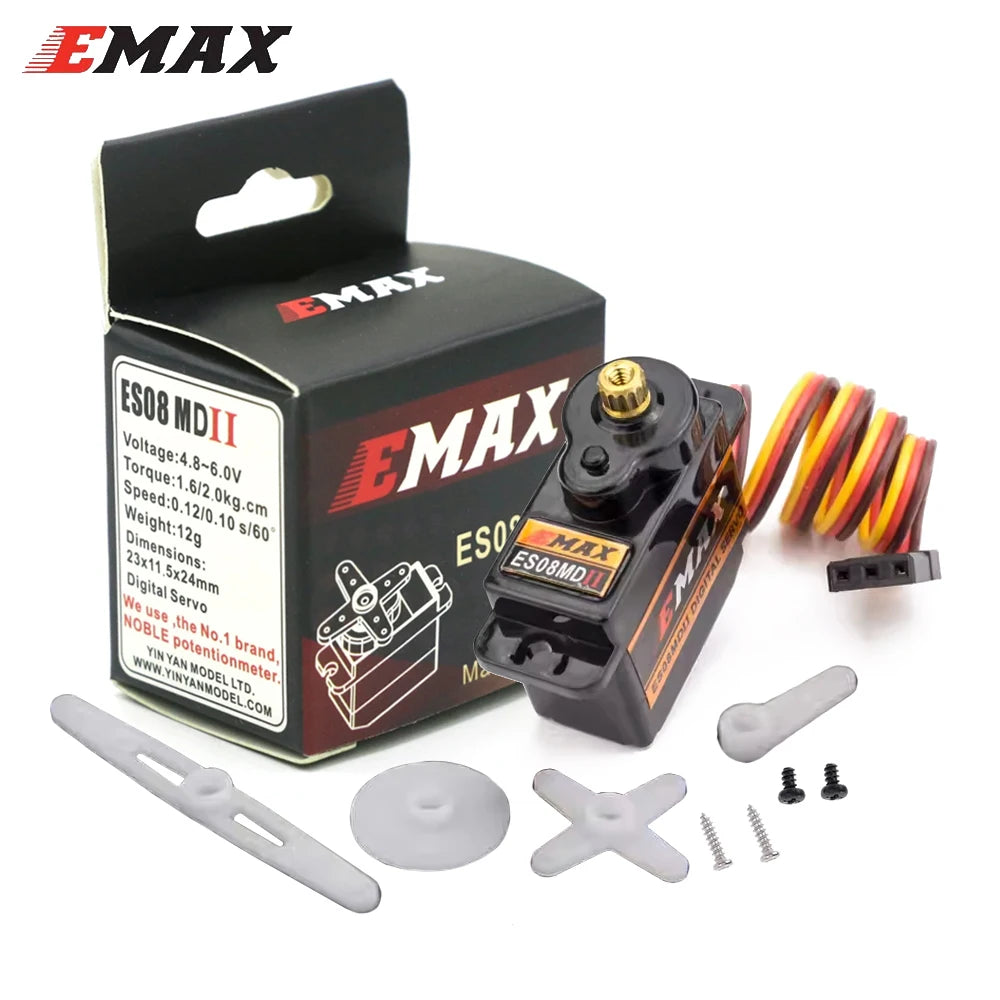 EMAX ES08MDII 13g Metal Gear Mini Digital Servo 4V to 6V 2kg Futaba JR Plug for RC Airplane Helicopter Fixed Wing